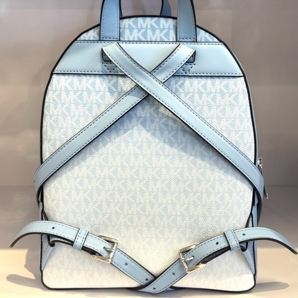 Michael Kors Jaycee Medium Ombré Signature Logo Backpack Light Sky Blue - Picture 7 of 11